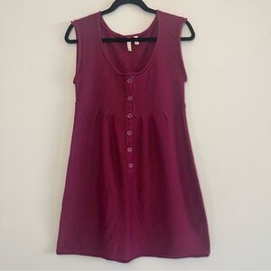 Susina Plum Magenta Chunky Knit Dress Tunic Sleeveless Button Detail Comfy Sz M